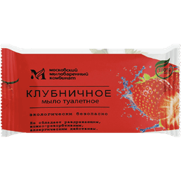 Мыло кусковое 100 гр туалетное "Клубничное" в цвет. оберт. флоупак марки Ординарное ММК