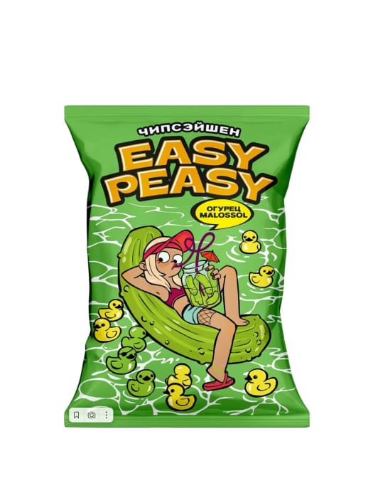 Чипсы "Easy Peasy" 120г ассортимент, Со вкусом малосольного огурца Чипсы "Easy Peasy" 120г ассортимент, Со вкусом малосольного огурца