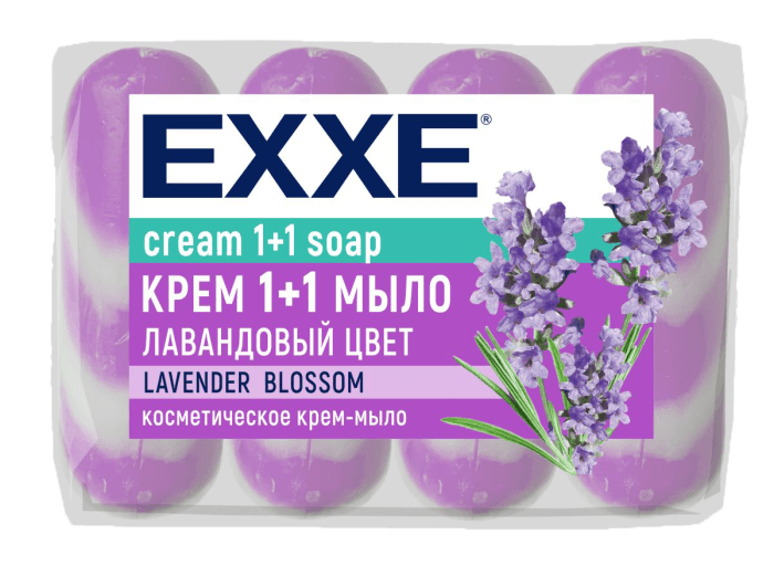 Косметическое мыло 75 гр "EXXE" полосатое ЭКОПАК (4 шт.упак), Сиреневое, Лавандовый цвет Косметическое мыло 75 гр "EXXE" полосатое ЭКОПАК (4 шт.упак), Сиреневое, Лавандовый цвет