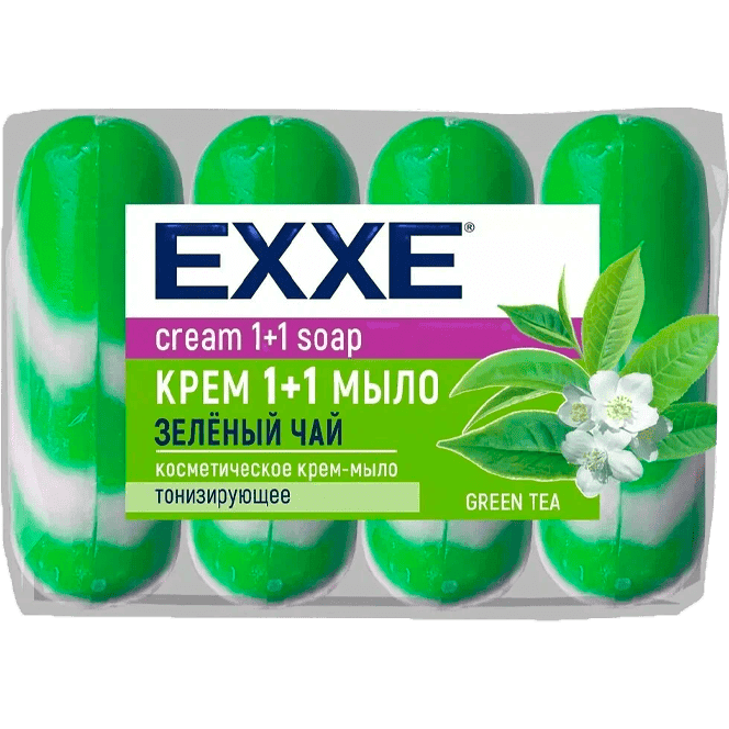 Косметическое мыло 75 гр "EXXE" полосатое ЭКОПАК (4 шт.упак), Зеленое, Зеленый чай Косметическое мыло 75 гр "EXXE" полосатое ЭКОПАК (4 шт.упак), Зеленое, Зеленый чай