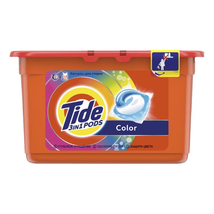 Капсулы для стирки белья "Tide" 10 капсул по 22,8г, Колор Капсулы для стирки белья "Tide" 10 капсул по 22,8г, Колор