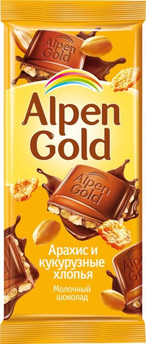 Шоколад "Alpen Gold" 80 г, арахис и хлопья Шоколад "Alpen Gold" 80 г, арахис и хлопья